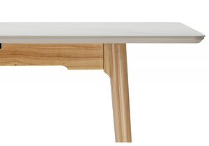 Керамический стол, Halmar 140(180)x80 белый спеченный камень / светлое дерево