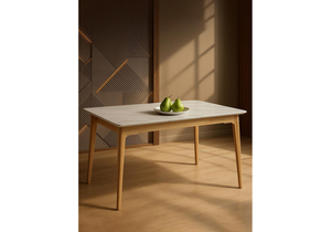 Керамический стол, Halmar 140(180)x80 белый спеченный камень / светлое дерево