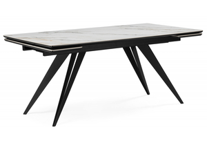 Керамический стол, Дарвин 160(220)х89 белый с прожилками gilt white / черный