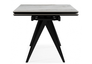 Керамический стол, Дарвин 160(220)х89 белый с прожилками gilt white / черный