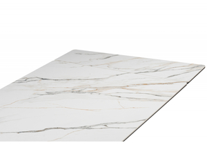 Керамический стол, Дарвин 160(220)х89 белый с прожилками gilt white / черный