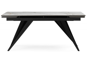 Керамический стол, Дарвин 160(220)х89 белый с прожилками gilt white / черный