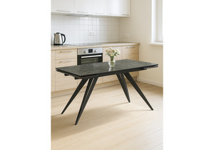 Керамический стол, Дарвин 160(220)х89 серый мрамор baolai / черный