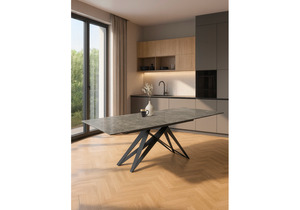 Керамический стол, Блэкберн 160(220)х89 серый мрамор baolai / черный