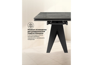 Керамический стол, Блэкберн 160(220)х89 серый мрамор baolai / черный