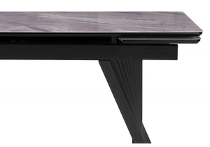 Стол стеклянный, Вейв 140(200)х80 кристл серый мрамор / черный