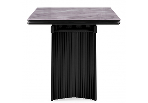 Стол стеклянный, Вейв 140(200)х80 кристл серый мрамор / черный