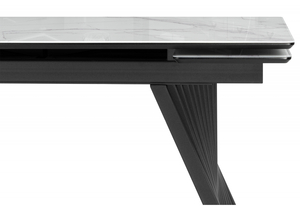 Стол стеклянный, Вейв 140(200)х80 кристл белый мрамор / черный