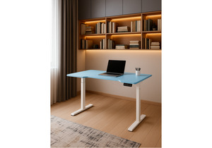 Компьютерный стол, Маркос 140х80 голубой / белый