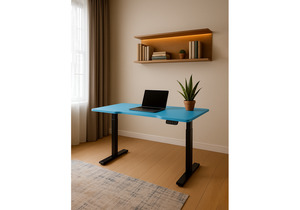 Компьютерный стол, Маркос 140х80 голубой / черный