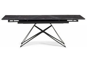 Стол стеклянный, Блэкберн 140(200)х80 черный мрамор / черный