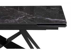 Стол стеклянный, Блэкберн 140(200)х80 черный мрамор / черный