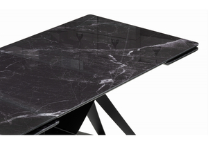 Стол стеклянный, Блэкберн 140(200)х80 черный мрамор / черный
