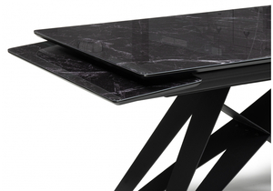 Стол стеклянный, Блэкберн 140(200)х80 черный мрамор / черный