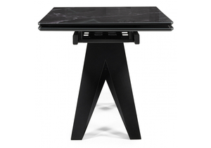 Стол стеклянный, Блэкберн 140(200)х80 черный мрамор / черный