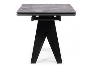 Стол стеклянный, Блэкберн 140(200)х80 кристл серый мрамор / черный