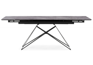 Стол стеклянный, Блэкберн 140(200)х80 кристл серый мрамор / черный