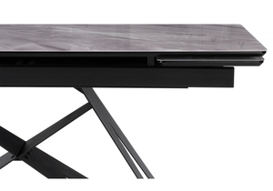 Стол стеклянный, Блэкберн 140(200)х80 кристл серый мрамор / черный