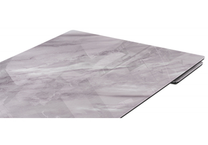 Стол стеклянный, Блэкберн 140(200)х80 кристл серый мрамор / черный