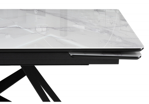 Стол стеклянный, Блэкберн 140(200)х80 кристл белый мрамор / черный