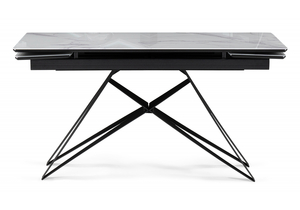 Стол стеклянный, Блэкберн 140(200)х80 кристл белый мрамор / черный