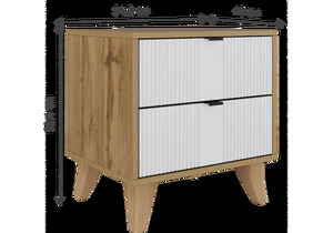 Тумба прикроватная, Лорена дуб вотан / белый