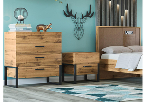 Тумба прикроватная, Iris металл дуб вотан / черный муар