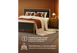 Кровать, Тхан 180х200 дуб крафт золотой / антрацит