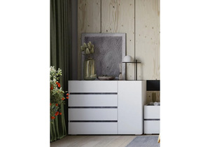 Комод, Атлон белый / бетон темный