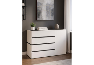 Комод, Атлон белый / бетон темный