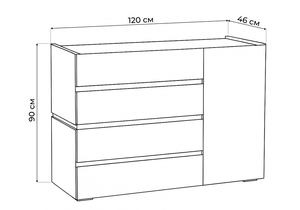 Комод, Атлон белый / бетон темный