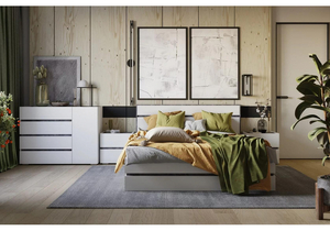 Комод, Атлон белый / бетон темный