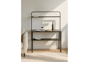 Барный стол, Нари 120х50х171 файерстоун / черный матовый