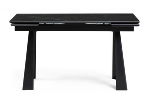 Обеденный стол, Бэйнбрук 140х80х76 черный мрамор / черный