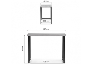 Обеденный стол, Дилан Лофт 120х60х90 дуб делано темный