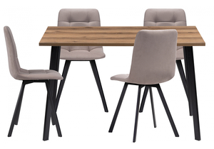 Обеденная группа, Эделин латте / дуб делано темный / черный матовый