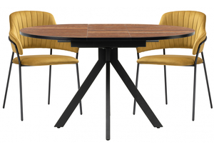 Обеденная группа, Ирта дерево / желтый / черный глянец