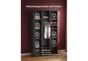 Шкаф, Кассий 120 3-х ств графит