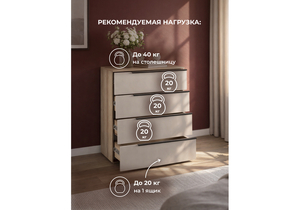 Комод, Вестар 80 дуб делано / кашемир