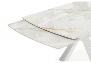 Керамический стол, Катчел-2 120(180)x80 calacatta gold / белый