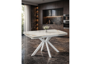 Керамический стол, Катчел-2 120(180)x80 calacatta gold / белый