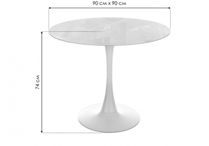 Стол стеклянный, Tulip 90 super white glass