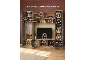 Готовая гостиная, Бертелена дуб крафт серый / серый графит