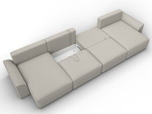 Диван П-образный Лига-048 НПБ лонг, Рогожка, Амур 02 бежевый