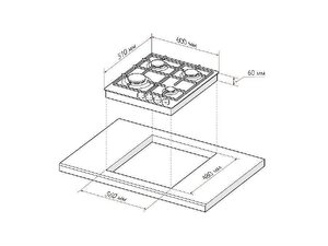 Газовая варочная поверхность GVG 640-1 WH, Белый
