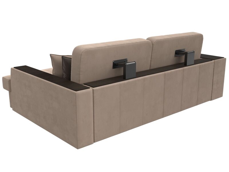 Диван угловой Брюссель правый угол, Велюр, Seven 729 бежевый;Seven 727 коричневый