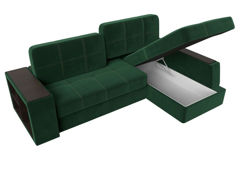 Диван угловой Брюссель правый угол, Велюр, Seven 626 зеленый;Seven 727 коричневый