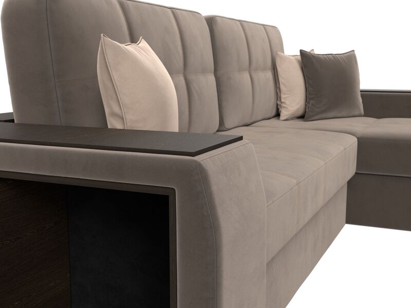 Диван угловой Брюссель правый угол, Велюр, Seven 727 коричневый;Seven 729 бежевый