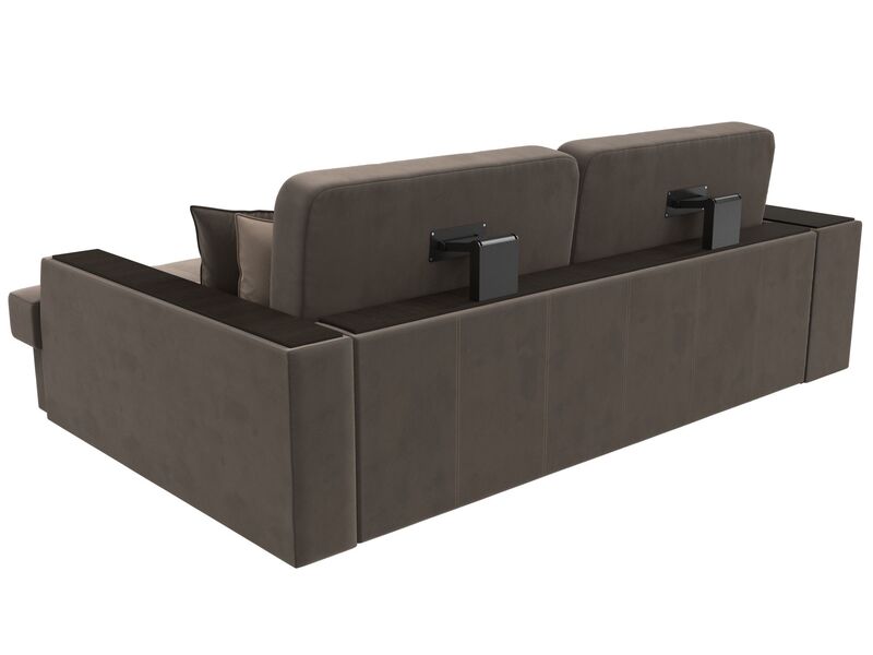 Диван угловой Брюссель правый угол, Велюр, Seven 727 коричневый;Seven 729 бежевый