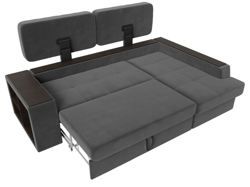 Диван угловой Брюссель правый угол, Велюр, Seven 17 серый;Seven 35 черный